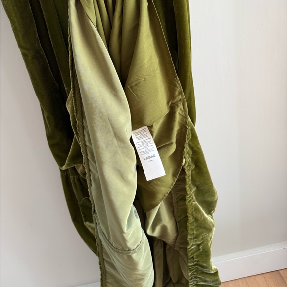By Anthropologie Velvet Empire Waist Midi Dress - Moss Green - Size 16W - NWT - Picture 12 of 16